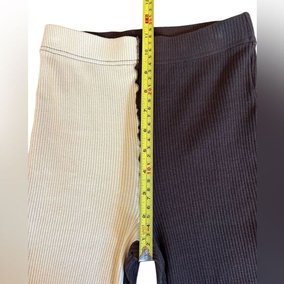 Topshop Patchwork Contrast Flared Pant Multicolored Neutral Ribbed Womens Size 4 - Picture 7 of 12